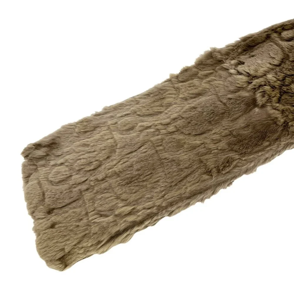 Christian Dior Vintage Trotter Monogram Logo Fur Scarf Shawl Olive [105195]